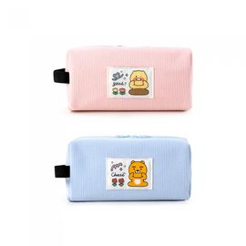 Kakao Friends Say Cheese Corduroy King Square Pencil Case (Ryan/Apeach) | 70-Pen Large Capacity Pouch | Designed in Korea